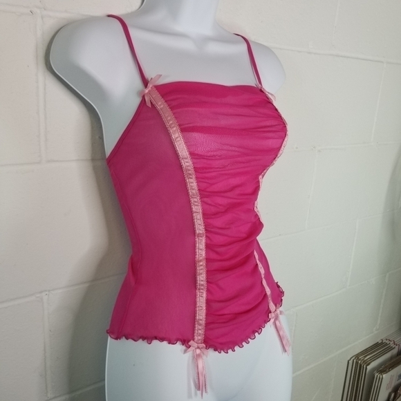 Vtg y2k Victorias Secret fairy pink mesh tank top coquette cami camisole - Picture 3 of 6